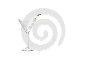 Gibson martini cocktail with onions isolated on white background