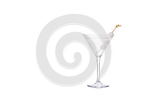 Gibson martini cocktail with onions isolated on white background