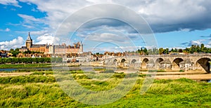 Gien - view at the Olg bridge with city