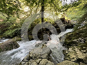 The Giessbach stream above Lake Brienz (Brienzersee) and in the eponymous nature park photo