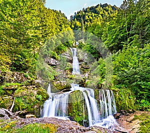 Giessbach Waterfall on Brienzersee Lake in Switzerland photo