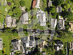 Giethoorn top-down view of the canals on a sunny day.