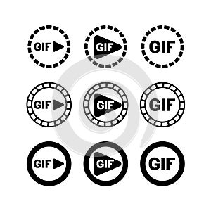 GIF animation play icon. Film with frames around. photo