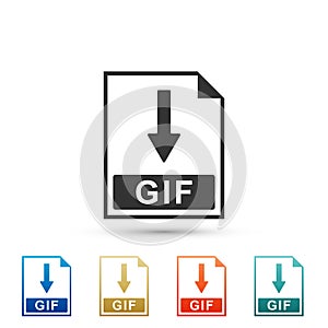 GIF file document icon. Download GIF button icon isolated on white background. Set elements in colored icons