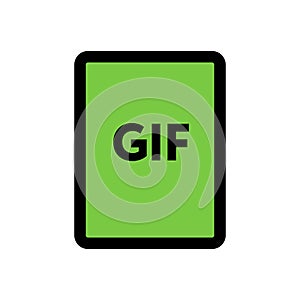 GIF file icon line isolated on white background. Black flat thin icon on modern outline style. Linear symbol and editable stroke.