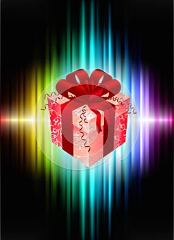 Gift on Abstract Spectrum Background