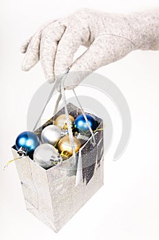 Gift bag with Christmas decorations