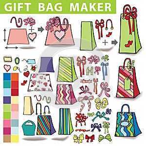 Gift bags maker.Colorful Doodle set