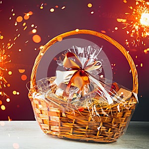 Gift basket with festive sparklers