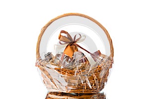 Gift basket on white background