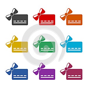 Gift Bought with Credit Card glyph color icon set