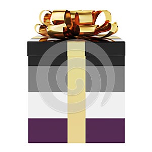 Gift box with asexual flag, 3D rendering