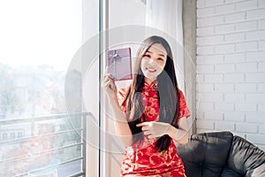 Gift box of Asian Woman Chinese dress,Qipao,Cheongsam