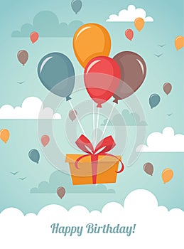 Gift box with balloons