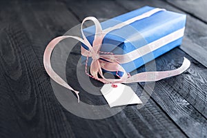 Gift box with a blank tag