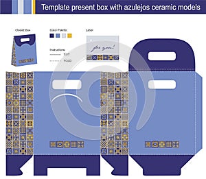 Gift box with blue azulejos ceramic models photo