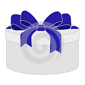 Gift box with blue ribbon bow