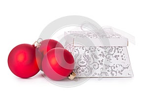Gift box bow christmas balls