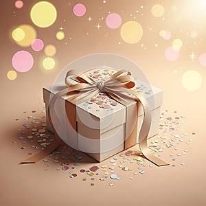 Gift Box with Bow and Confetti
