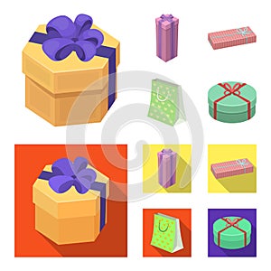 Gift box with bow, gift bag.Gifts and certificates set collection icons in cartoon,flat style vector symbol stock