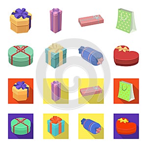 Gift box with bow, gift bag.Gifts and certificates set collection icons in cartoon,flat style vector symbol stock