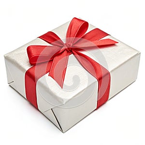 Gift box with bow isolated on white background photo
