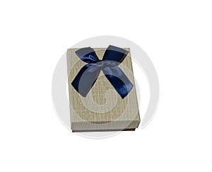 gift box brown with a blue bow. isolate on white background, open box. t