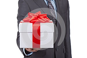 Gift box businessman