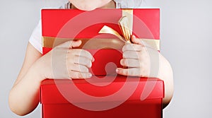 Gift box in children hands