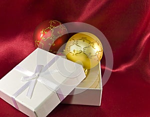 Gift box with Christmas decoration balls