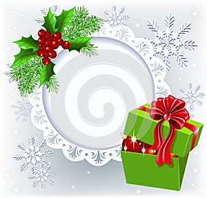 Gift box with Christmas round frame