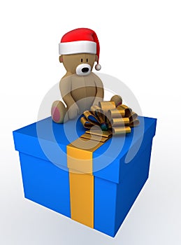 Gift box with christmas teddy bear