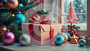 gift box, Christmas tree branch balls design decoration design congratulation event
