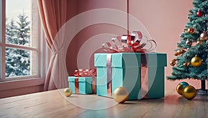 gift box, Christmas tree branch balls home decoration design congratulation event