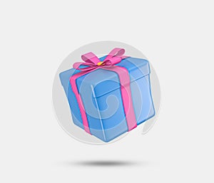 Gift box 3D icon. Closed red color gift box.