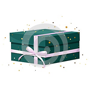 Gift box design with golden confetti