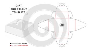 Gift box die cut template, packaging die cut template, 3d box, keyline