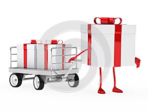Gift box draws a trolley
