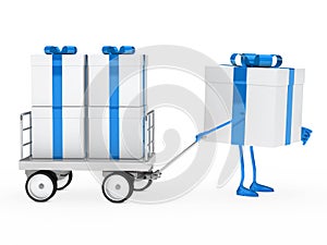 Gift box draws a trolley