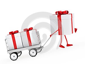 Gift box draws a trolley