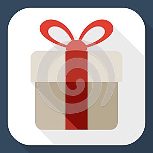 Gift box flat icon with long shadow