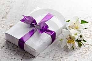 Gift box and flowers