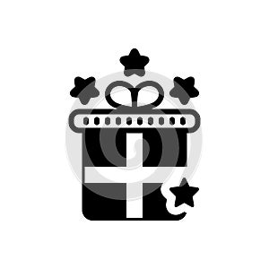 Black solid icon for Gift box, present and shopping