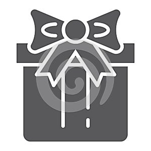 Gift box glyph icon, package and surprise, present sign, vector graphics, a solid pattern on a white background.