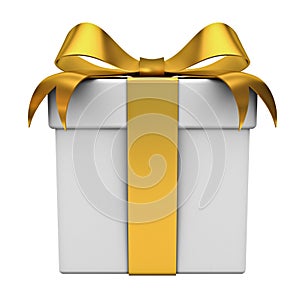 Gift box with gold ribbon bow