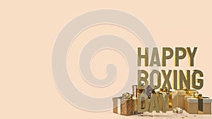 The gift box  and gold text Boxing Day for shopping concept 3d rendering