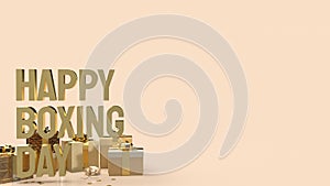 The gift box  and gold text Boxing Day for shopping concept 3d rendering