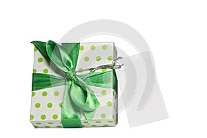 Gift box with green ribbon