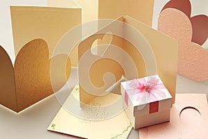 The gift box on greeting card for celebration events