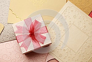 The gift box on greeting card for celebration events